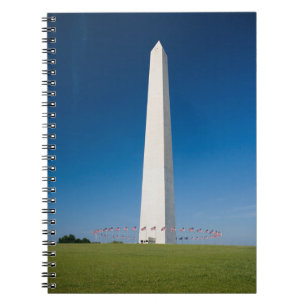 Denkmäler   Washington-Denkmal mit Flaggen Notizblock