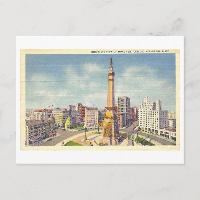 Denkmalpfeiler-Zirkel und Kriegsdenkmal in Indiana Postkarte (Vorderseite)