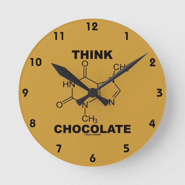 Denkschokolade (Theobrominmolekulare Chemie) Runde Wanduhr (Vorderseite)