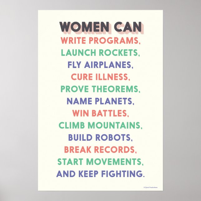 Denkt an Frauen "Frauen können..." Kleiner. Poster (Vorne)
