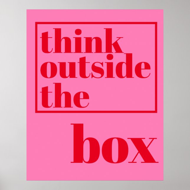 Denkt nach draußen - Spaß, Hot-Pink-Typografie Poster (Vorne)