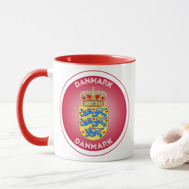 Denmark Coat of Arms Circle Shape  Tasse (Mit Donut)