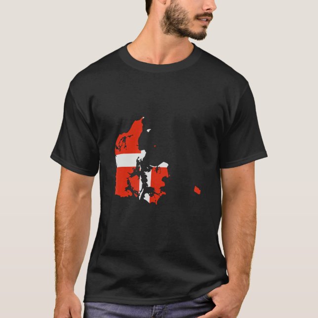 Denmark flag in Denmark outline Denmark T-Shirt (Vorderseite)