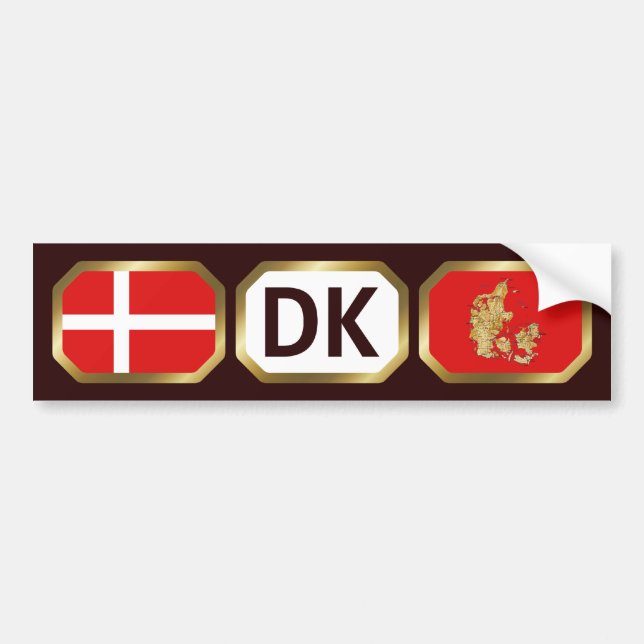 Denmark Flag Map Code Bumper Sticker Autoaufkleber (Vorne)