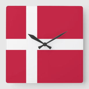 Denmark Flag Quadratische Wanduhr