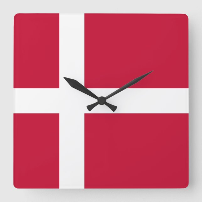 Denmark Flag Quadratische Wanduhr (Vorderseite)