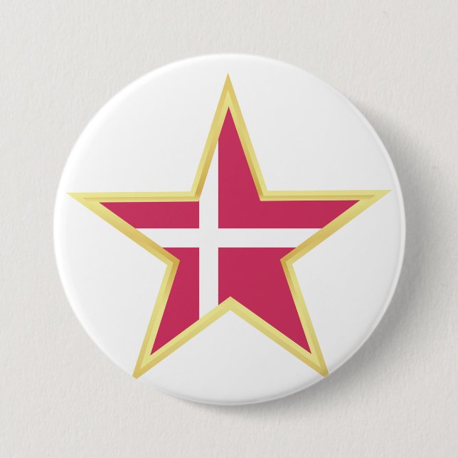 Denmark National Flag Star Shape Button (Vorderseite)