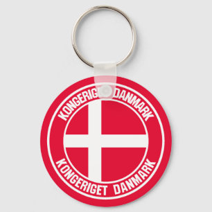 Denmark Round Emblem Schlüsselanhänger