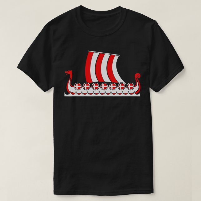 Denmark Viking Ship Gift Danish Flag Dragon Boat V T-Shirt (Design vorne)