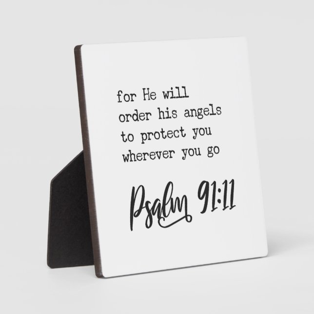 Denn er wird seine Engel Psalm 91:11 Zeichen Fotoplatte (Vorderseite)