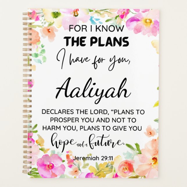 Denn ich kenne die Pläne Floral Personalize Planer (Vorderseite)