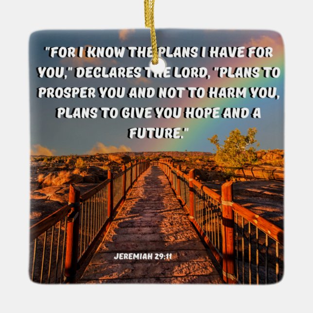 Denn ich kenne die Pläne Jeremiah 29:11 Bibelverse Keramikornament (Vorderseite)