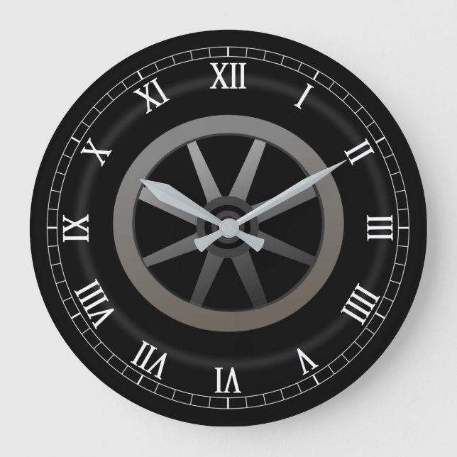 Denn Wheel Auto Themed Design Große Wanduhr (Vorderseite)