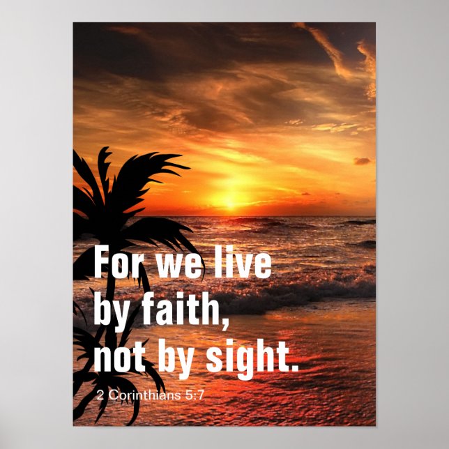 Denn wir leben vom Glauben, nicht vom Sehen. Bibel Poster (Vorne)