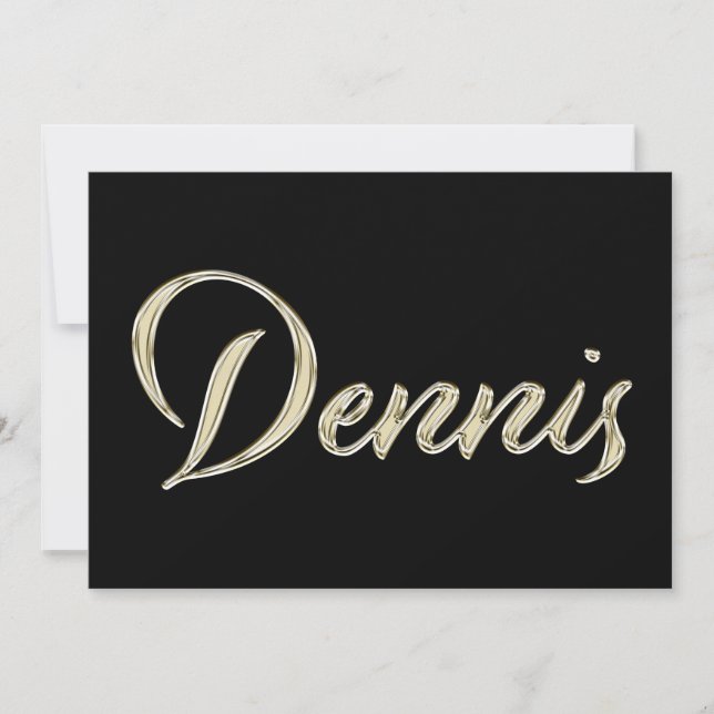 Dennis Name white gold Handwriting Karte (Vorderseite)