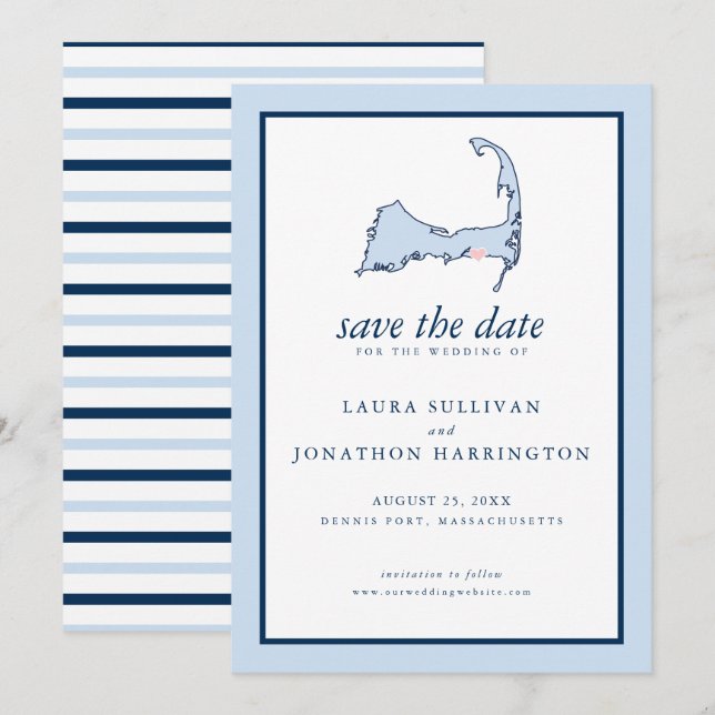 Dennis Port Cape Cod Wedding Save The Date (Vorne/Hinten)