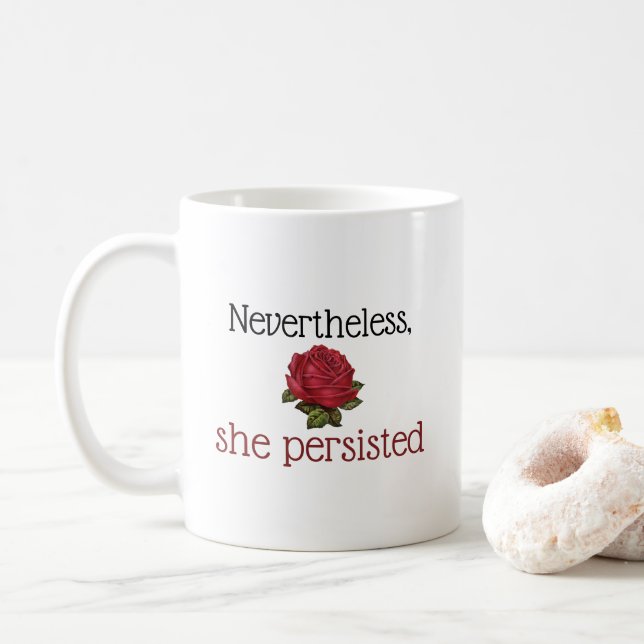 Dennoch beharrte sie auf Niedlicher Vintager Rote  Kaffeetasse (Mit Donut)