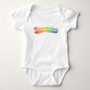 Dennoch bestand sie fort. Einteiliges Baby Strampler