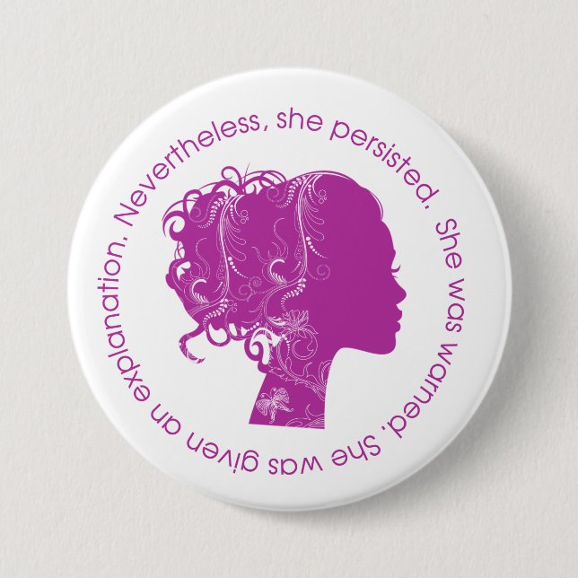 Dennoch bestand sie fort (Magenta) Button (Vorderseite)