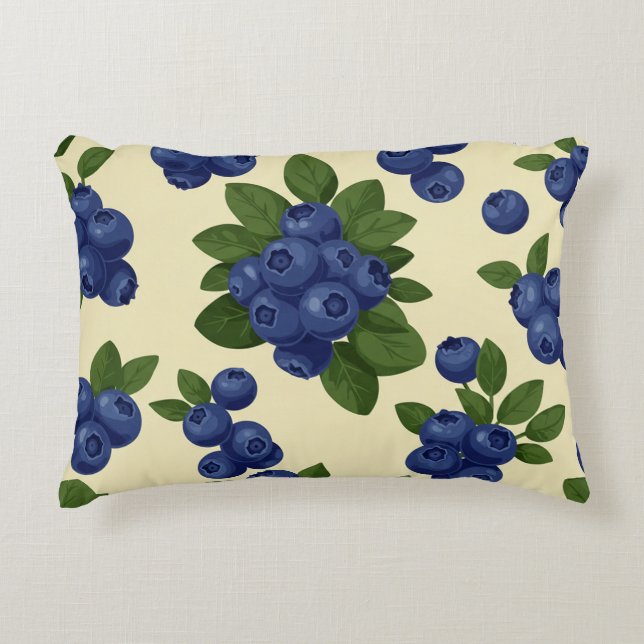 Dense Blueberry Nahtloses Muster Dekokissen (Vorderseite)