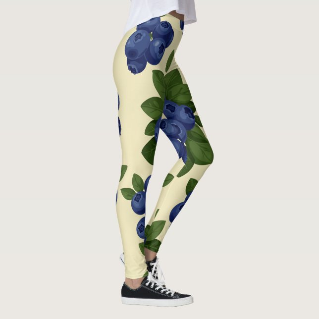 Dense Blueberry Nahtloses Muster Leggings (Rechts)