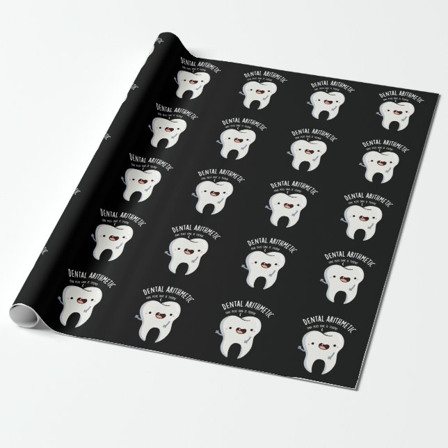 Dental Arithmetic Funny Tooth Puff Dark BG Geschenkpapier (Ungerollt)
