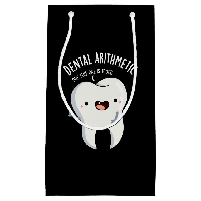 Dental Arithmetic Funny Tooth Puff Dark BG Kleine Geschenktüte (Vorderseite)