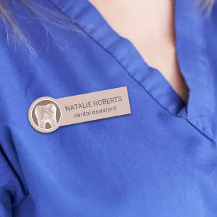 Dental Assistant Blush Rose Gold Tooth Dentist Namensschild