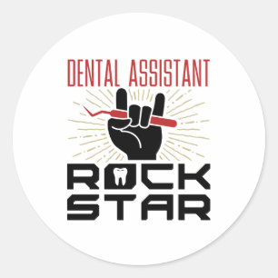 Dental Assistant Rock Star Runder Aufkleber