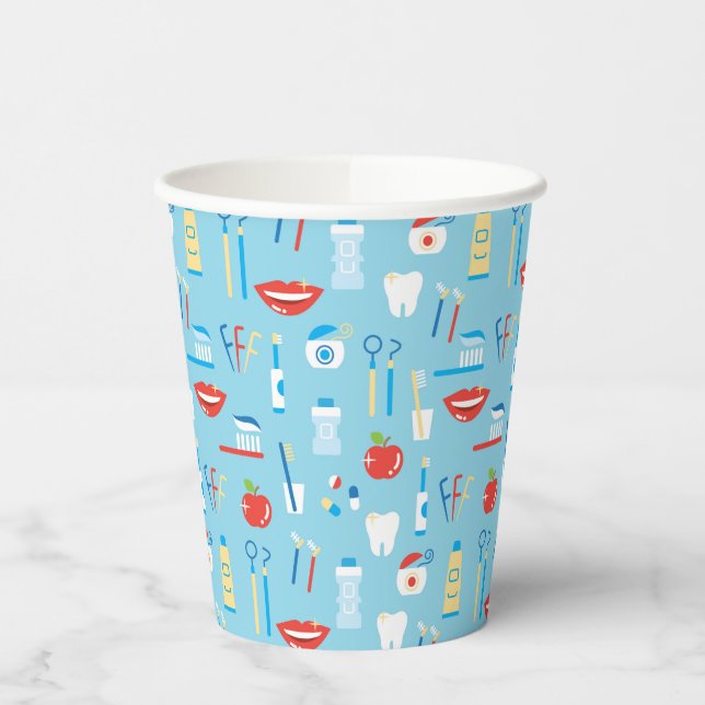 Dental Blue Pattern Pappbecher (Links)