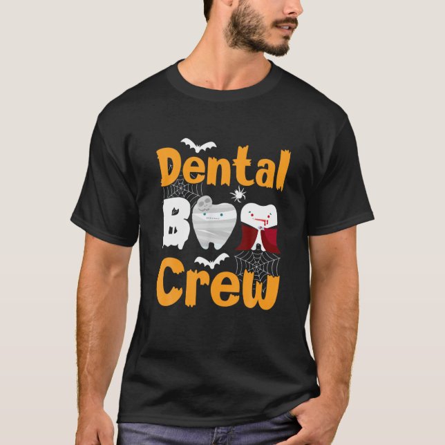 Dental Boo Crew Halloween Funny Dentist Assistenti T-Shirt (Vorderseite)