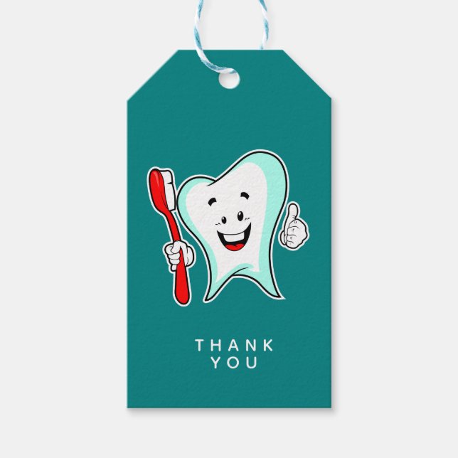 Dental Care Happy Tooth mit Toothbrush Vielen Dank Geschenkanhänger (Vorderseite)