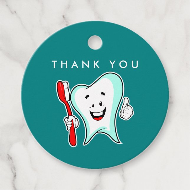 Dental Care Happy Tooth mit Toothbrush Vielen Dank Geschenkanhänger (Vorderseite)