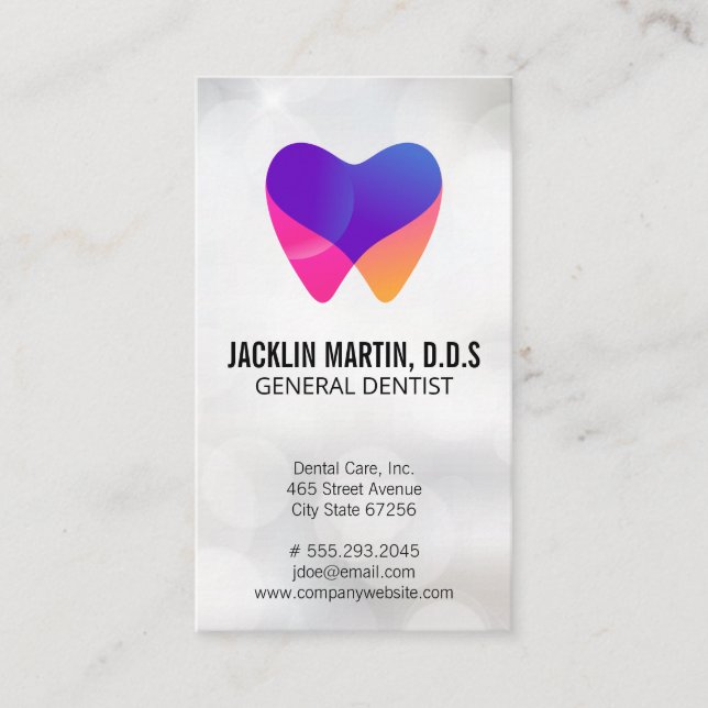 Dental Care White Tooth Logo Visitenkarte (Vorderseite)