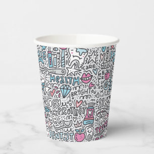 Dental Cartoon Pattern Pappbecher