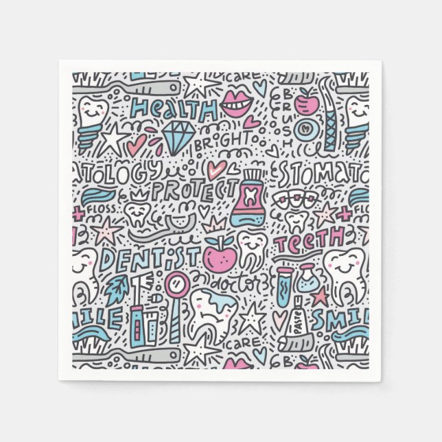 Dental Cartoon Pattern Serviette (Vorderseite)