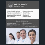 Dental Clinic Custom Logo Photo QR Gray Flyer<br><div class="desc">Professional dental flyer with front-side space for logo,  photo,  services,  key information,  and contact details. The back features a QR code for staying connected along with replaceable social media icons. Ideal for clear,  trustworthy patient communication. Visit the store for more coordinated business marketing designs.</div>
