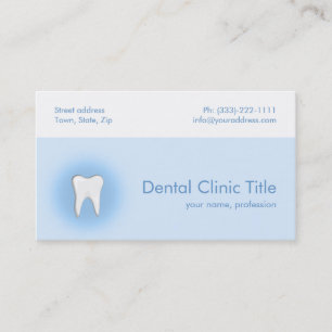 Dental Clinic Simple Blue White Tooth Card Visitenkarte