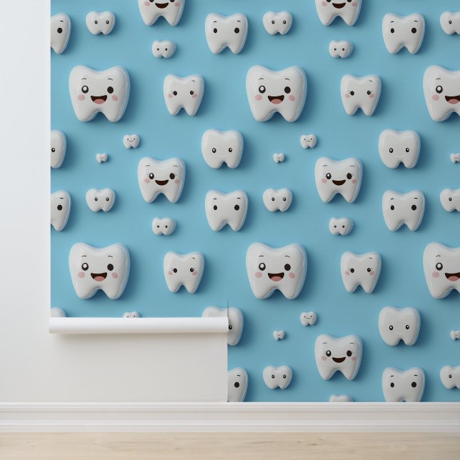 Dental Clinic Wanddekor Weiß Lächelnde Gesichtshau Tapete (Anwendung)