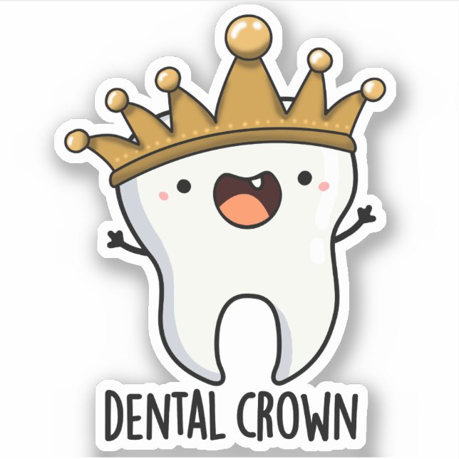 Dental Crown Funny Tooth Puff Aufkleber (Vorderseite)