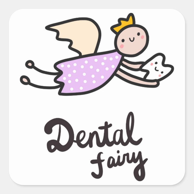 Dental Fairy Quadratischer Aufkleber (Vorderseite)