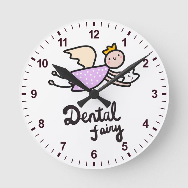 Dental Fairy Runde Wanduhr (Vorderseite)