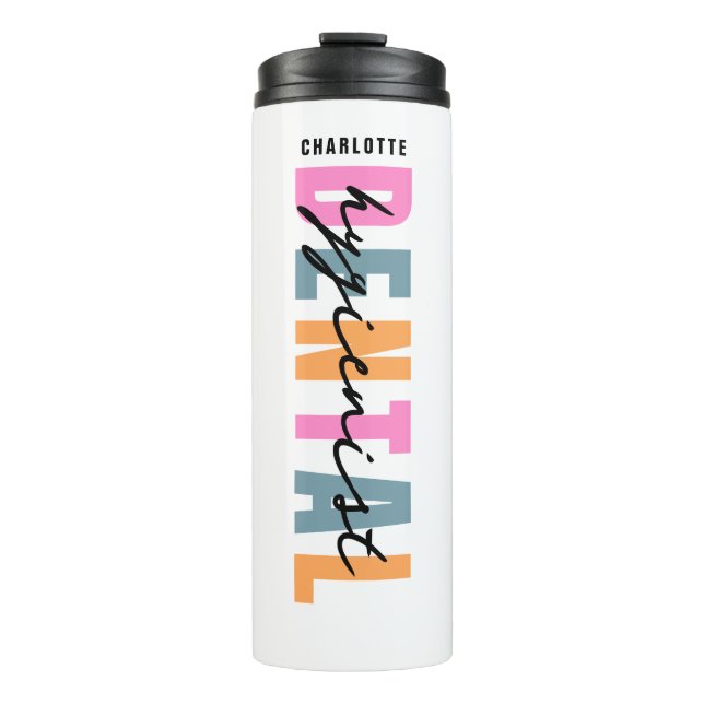 Dental Hygienic Personalisiert Name Modern Script Thermosbecher (Vorderseite)
