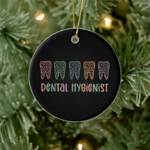 Dental Hygienist RDH Dentist Leopard teeth gifts Keramik Ornament