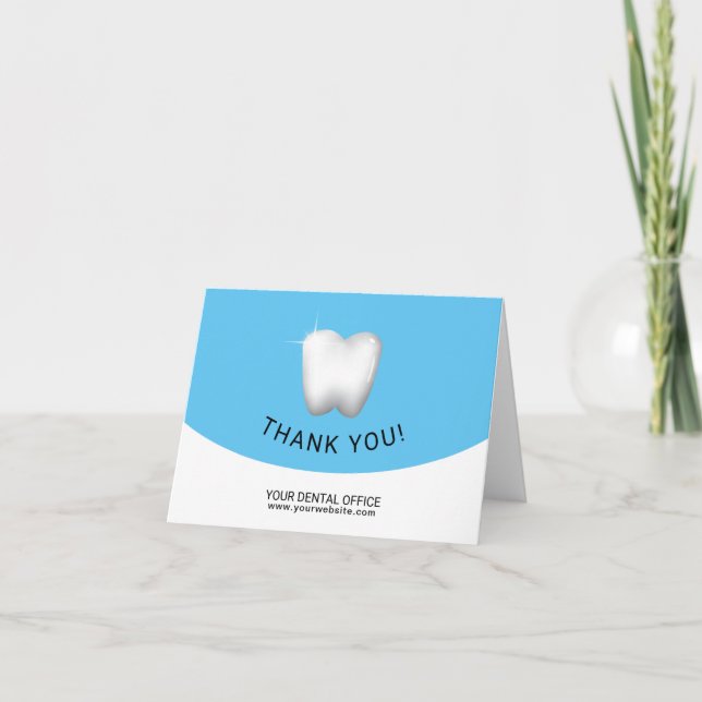 Dental Office Dentist White Tooth Blue Vielen Dank Dankeskarte (Vorderseite)