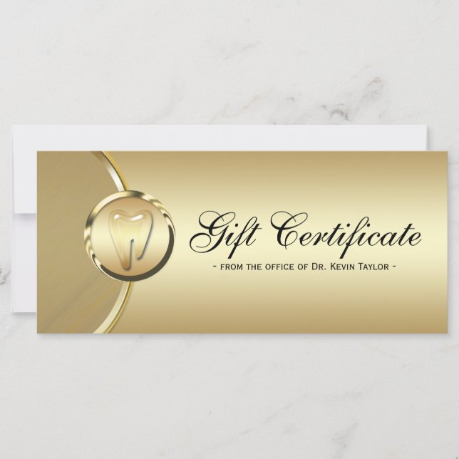 Dental Rack Card Geschenkgutschein Gold Molar Stan (Vorderseite)