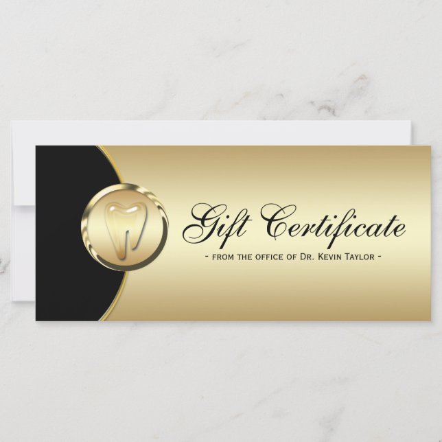 Dental Rack Card Geschenkgutschein Gold Schwarz (Vorderseite)