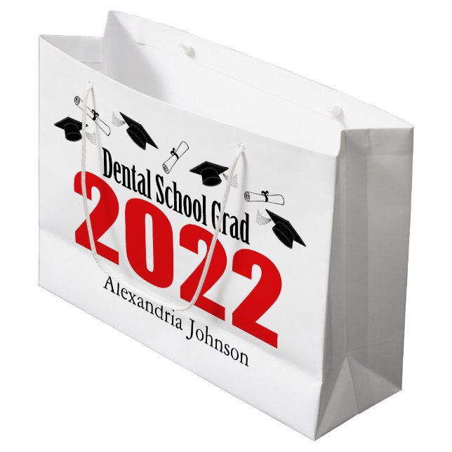 Dental School Grad 2022 Abschluss Geschenktasche ( Große Geschenktüte (Vorderseite Schrägansicht)