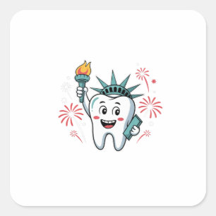 Dental Squad 4. Juli Zahnarzt Funny American Quadratischer Aufkleber