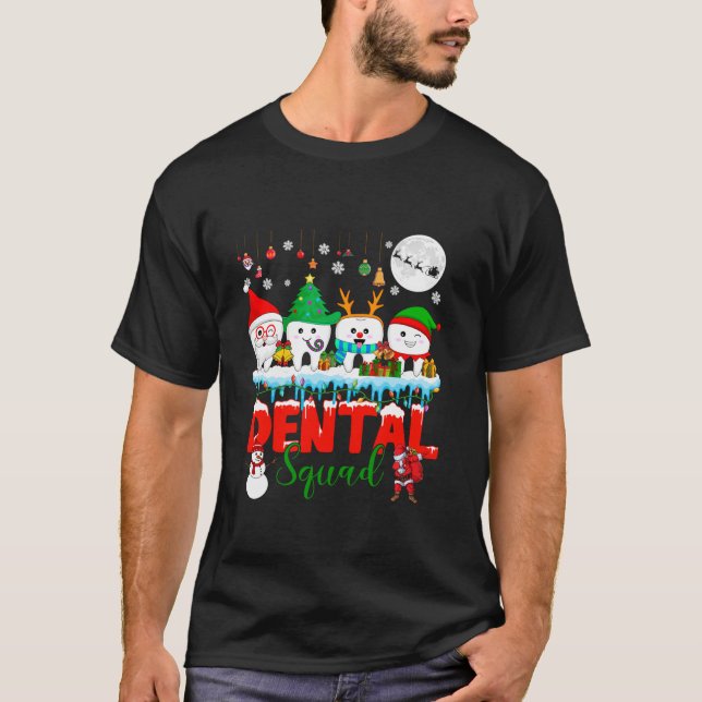Dental Squad Christmas Tree Santa Reindeer Elf Tee (Vorderseite)